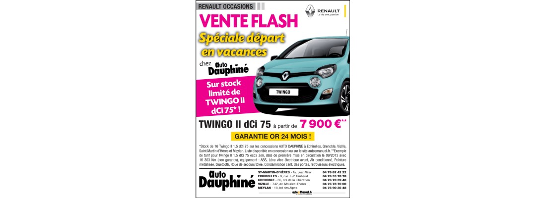 VENTES FLASH SPECIALE DEPART EN VACANCES SUR TWINGO II