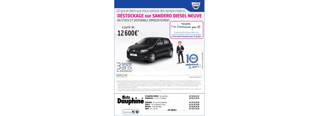 DESTOCKAGE DACIA SANDERO CHEZ AUTO DAUPHINE